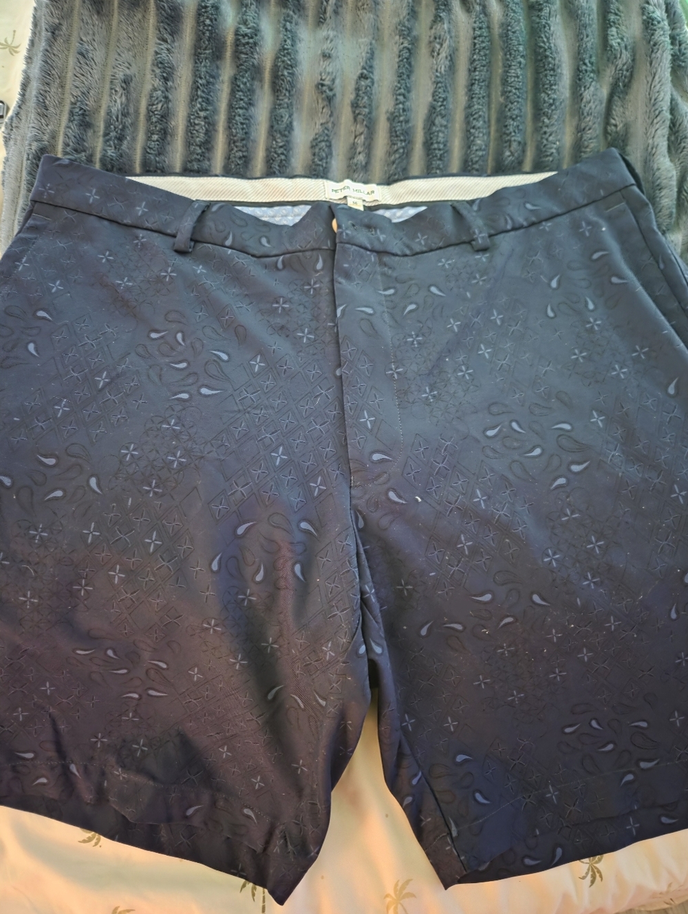 Peter Millar Men's Navy Embossed Dress Shorts Size 36
